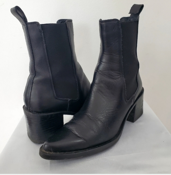 Zara Geometric Heel Pointed Ankle Boot Black - Picture 11 of 15